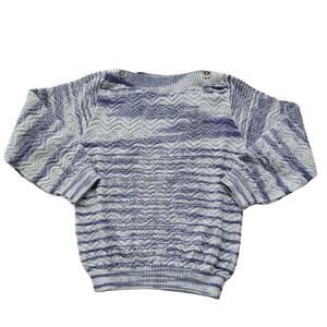 Misha & Puff Blue Space Dye Chevron Boatneck Sweater